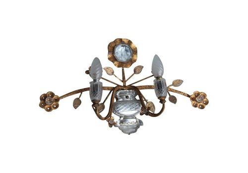 Big Sconce Maison Jansen Attributed Crystal And Metal Gold Plated
