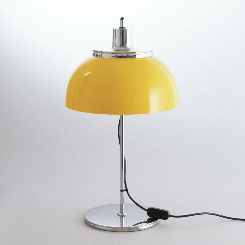 Midcentury Harvey Guzzini Faro Table Lamp With Yellow Acrylic