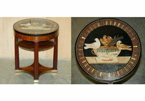 Important Antique Grand Tour Pietra Dura Birds Specimen Marble Centre Table