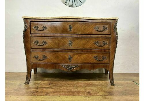 Antique French Kingwood & Marble Chest Two Drawers