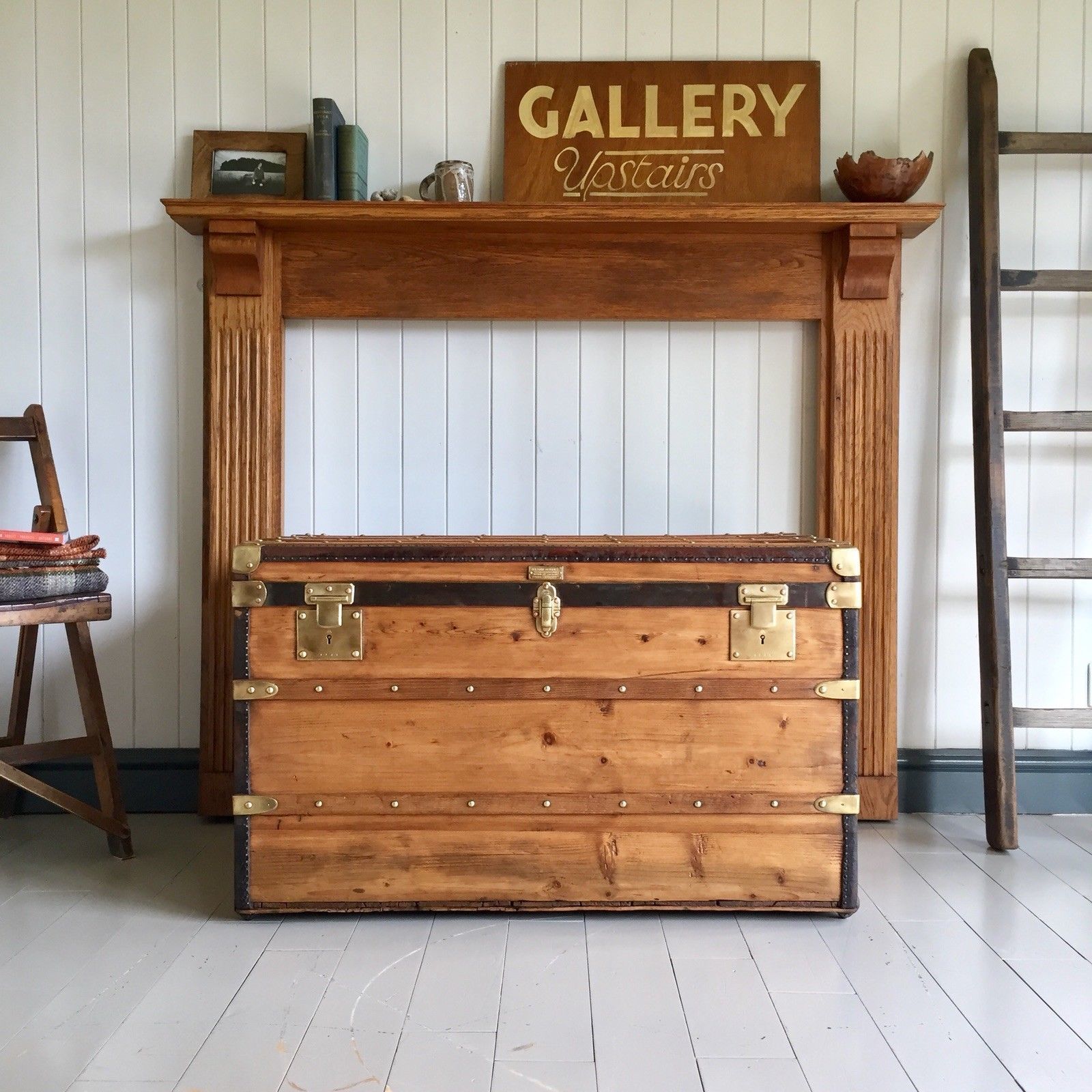 Antique Steamer Trunk Edwardian Travel Trunk Vintage Luggage Storage Trunk Coffee Table Johann Scholz Vinterior