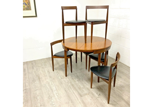 Teak 'Roundette' Extending Table, 6 Dining Chairs By Hans Olsen For Frem Røjle