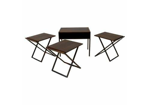 1960s I. Wikkelso Palisander Cabinet, Three Folding Tables By Silkeborg, Denmark