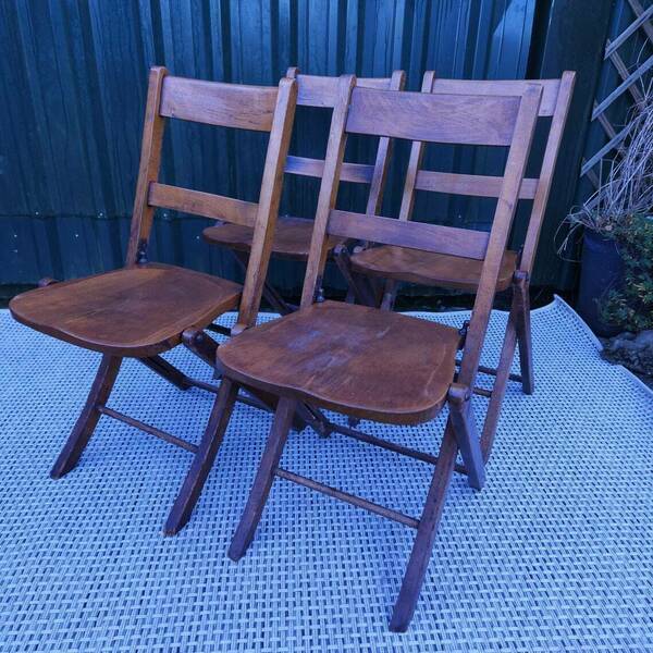 Set 4 Folding Sunday School Chairs Circa Early 20thc Vinterior