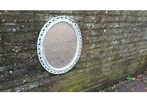 Vintage Pierced Painted 1970’s Plaster Mirror In Farrow And Ball Hand Painted Upcycled.