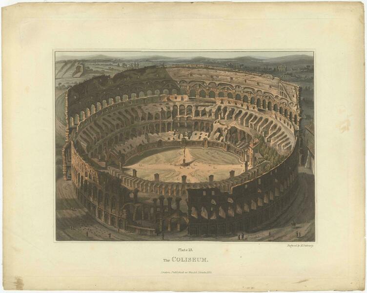 Set Of 5 Antique Prints Of Ancient Buildings In Rome And Its Vicinity,1844 photo furniture