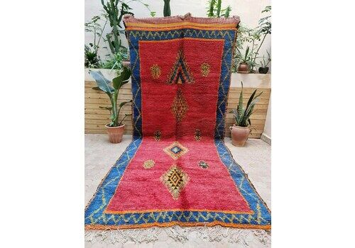 134 X 59 Inches 340 X 150 Cm, Moroccan Vintage Boujaad Rug, Hand Woven By Berber Women, Handmade Natural Rug, Free Shipping