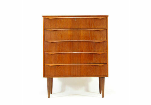 Retro Vintage Danish Teak Tall Boy Chest Of Drawers 1960s 70s Mid Century Modern