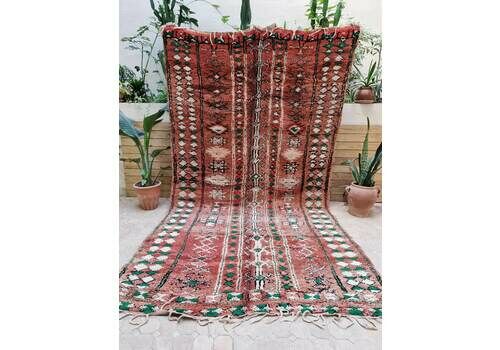 128 X 69 Inches 325 X 175cm, Moroccan Vintage Boujaad Rug, Hand Woven By Berber Women, Handmade Natural Rug