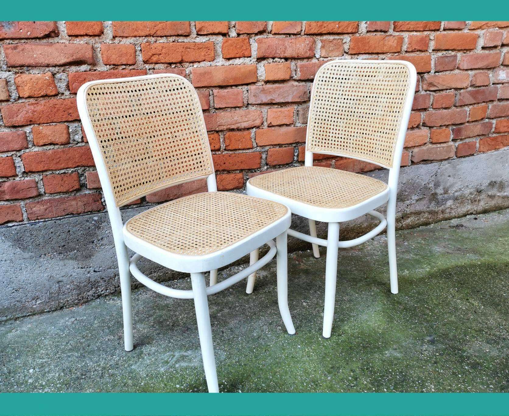 Set Of Vintage Cane Chairs Thonet 811 Dining Chair 1970s
