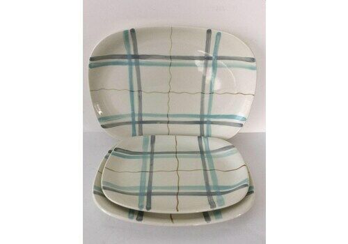 3 X Vintage Retro 1950s Serving Platters J & G Meakin Horizon Blue Grey Stripes