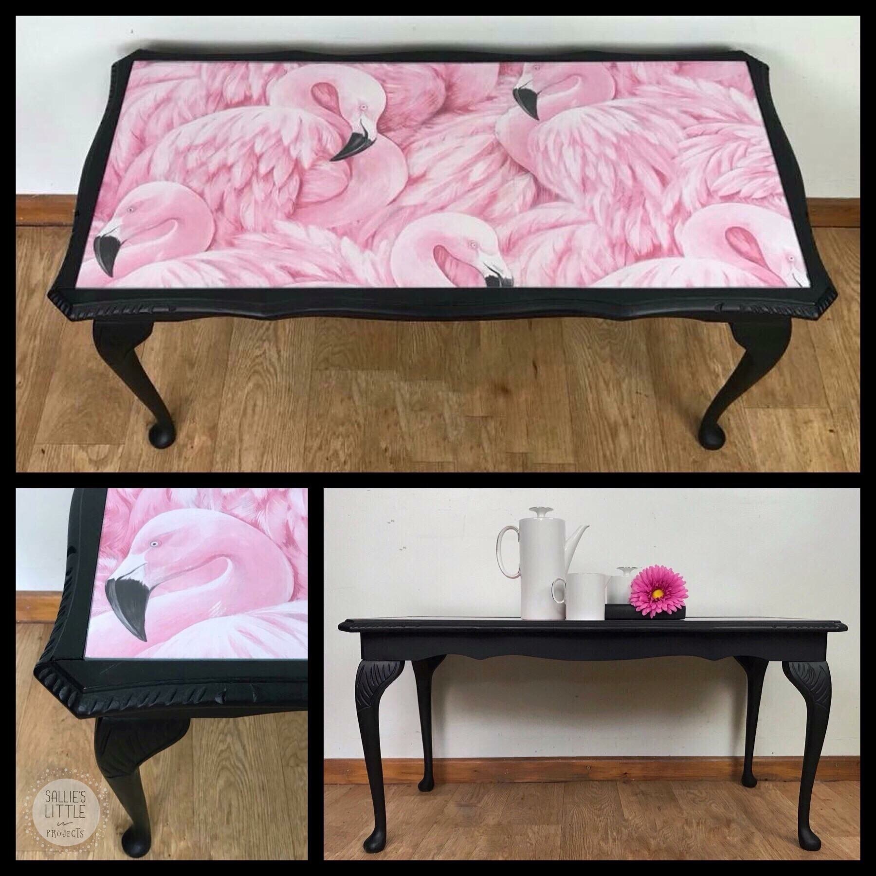 Coffee Table Painted Furniture Black Space Coffee Table Painted Furniture Black Space Saving Flamingo Print Living Room Lounge Vinterior