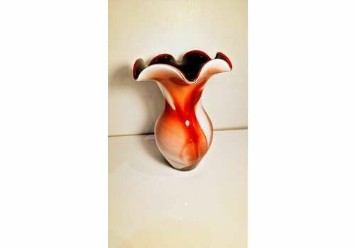 Stunning Red Italian Ruffle Top Vase