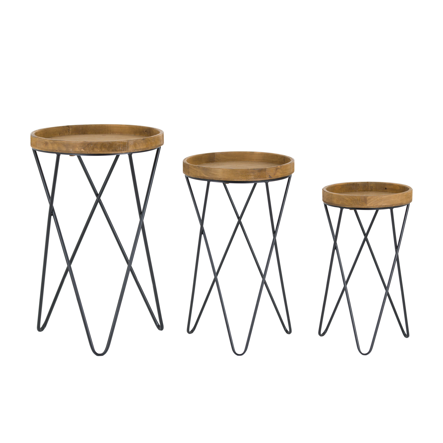 Free Nordic Wood Round Table Set Of Side Tables Scandi Nest Coffee