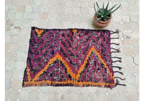 Moroccan Small Rug Small Vintage Boujaad Moroccan Rug 35.4 X 25.5 Inches (90 X 65cm) Bohemian Splendor Multicolor Rug Free Shipping
