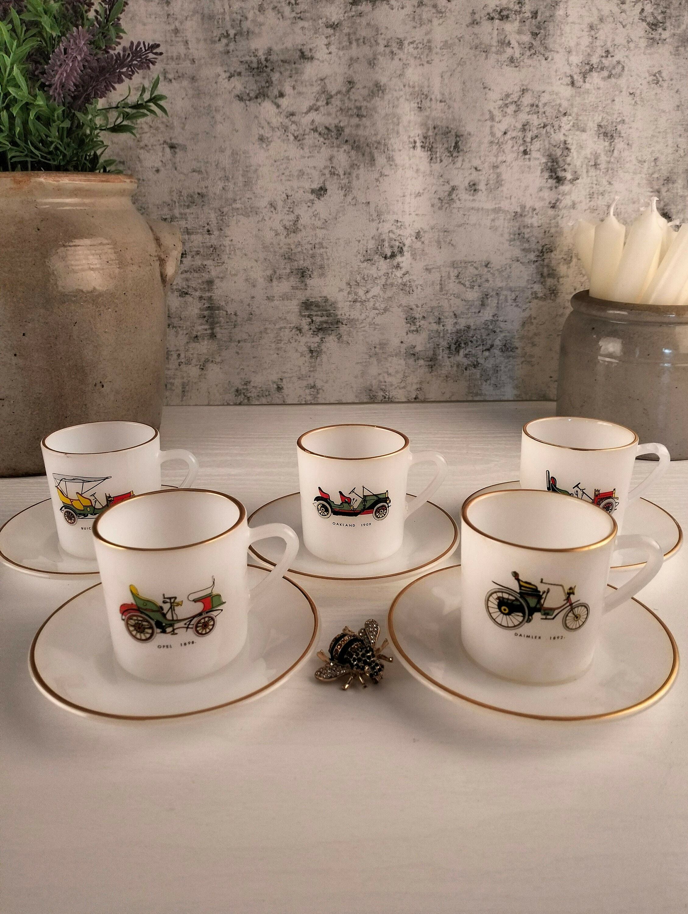Arcopal Arcopal France Espresso Cups White Cups Gold Rim Cups Arcopal  France Cup Gold Rim Coffee Cup White Glass | Vinterior