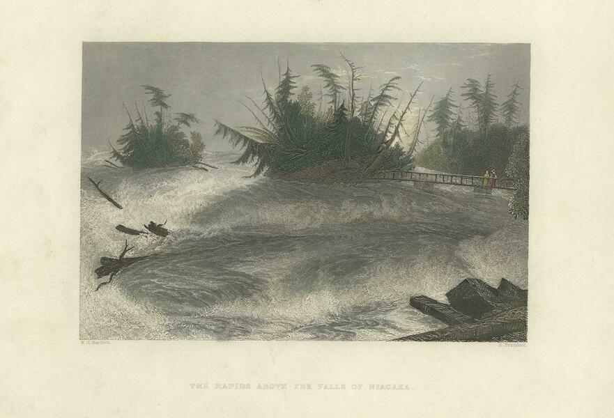 Antique Print Of The Rapids Of The Niagara Falls By Brandard, 1837 photo furniture