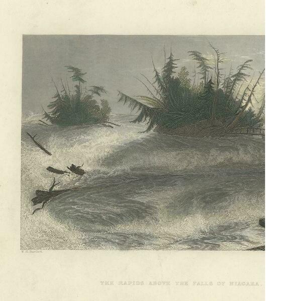 Antique Print Of The Rapids Of The Niagara Falls By Brandard, 1837 photo for sale