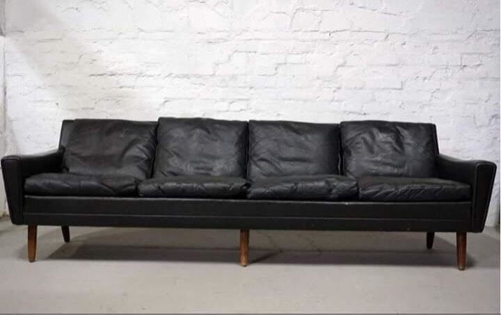 Mid Century Vintage Original Georg Thams 4 Seater Leather Sofa From 1960s