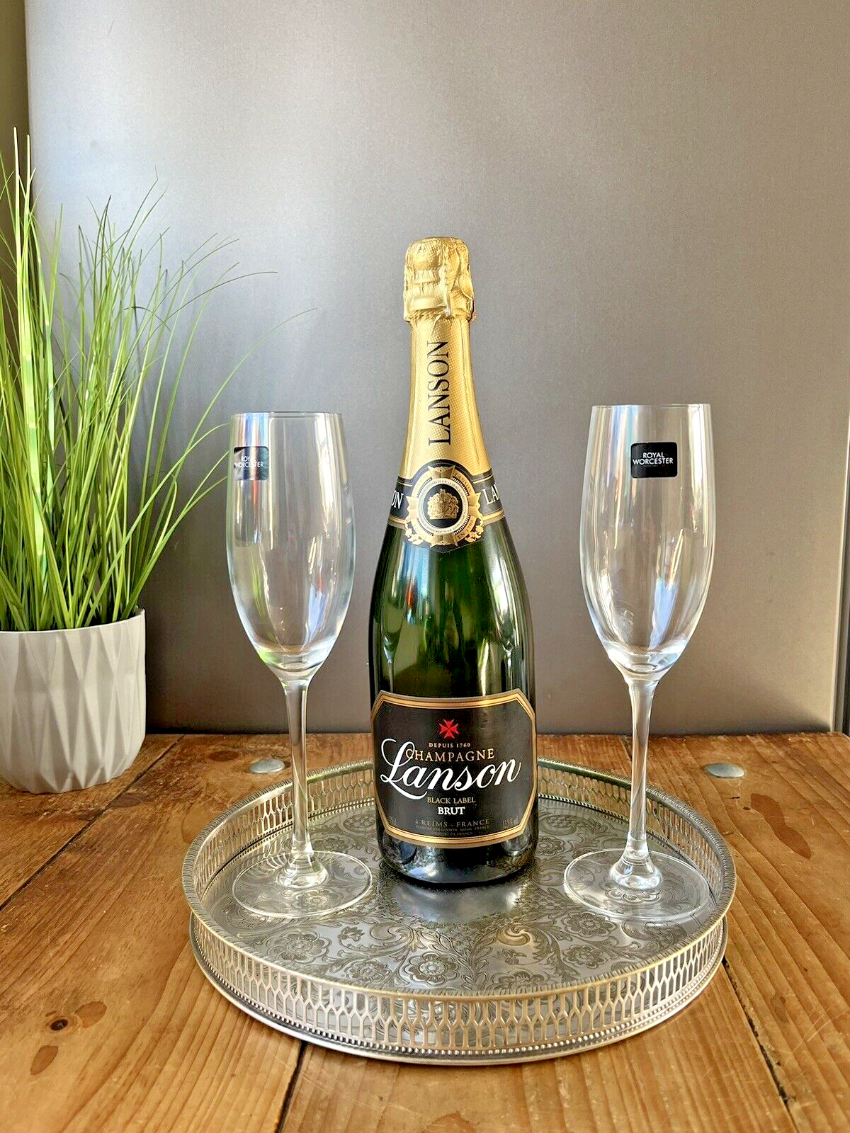 Vintage 60's Viners Silver Alpha Plate Footed Champagne Drink