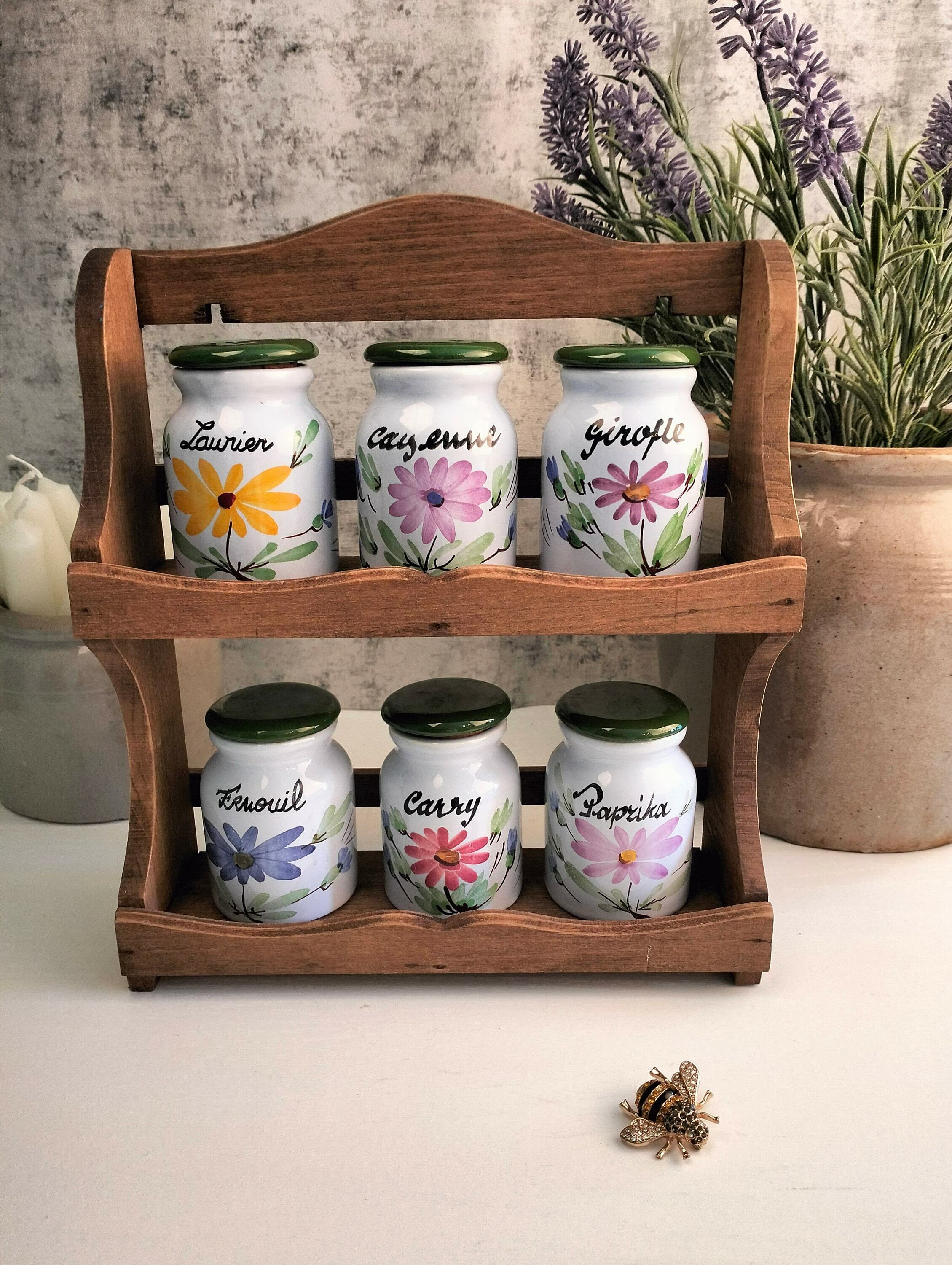 Vintage Wooden Kitchen Spice Rack, French Spice Rack, Wall Spice