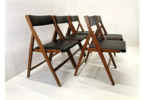 (2 Chairs Left!) Mid Century Gio Ponti Folding Chairs / Upholstered Dining Chairs From Yugoslavia / Vintage Italian Theatre Chair