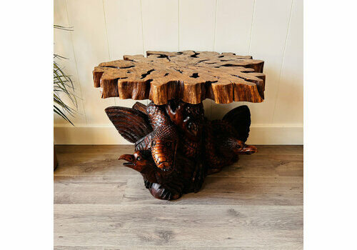 Unique Hand Carved Wood Table, Interior Design, Home Decor, Eagles And Snakes