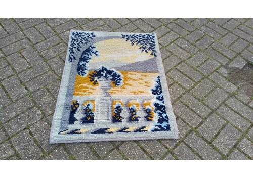 Vintage Hand Woven Wool Woollen Decorative Rug. Tapestry Look To It. Soft Touch. Vase Balustrade Landscape.