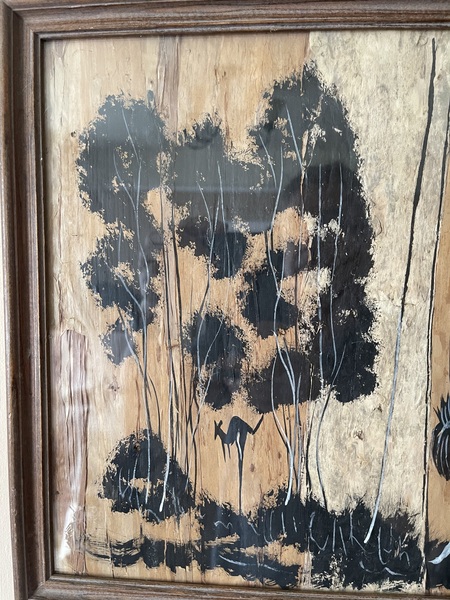 Watercolour Painting On Paper Bark Of An Aboriginal Scene By Simo photo furniture