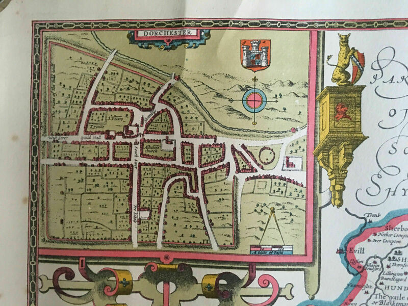 Vintage Decorative Sheet Map Of Dorsetshyre John Speed 1610 photo furniture