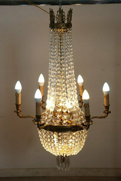 Gilded Bronze And Crystal Chandelier With 10 Bulbs, Late 19th Century photo furniture