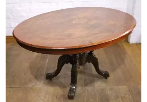 Antique Victorian Inlaid Oval Breakfast Kitchen Table   Dining Table