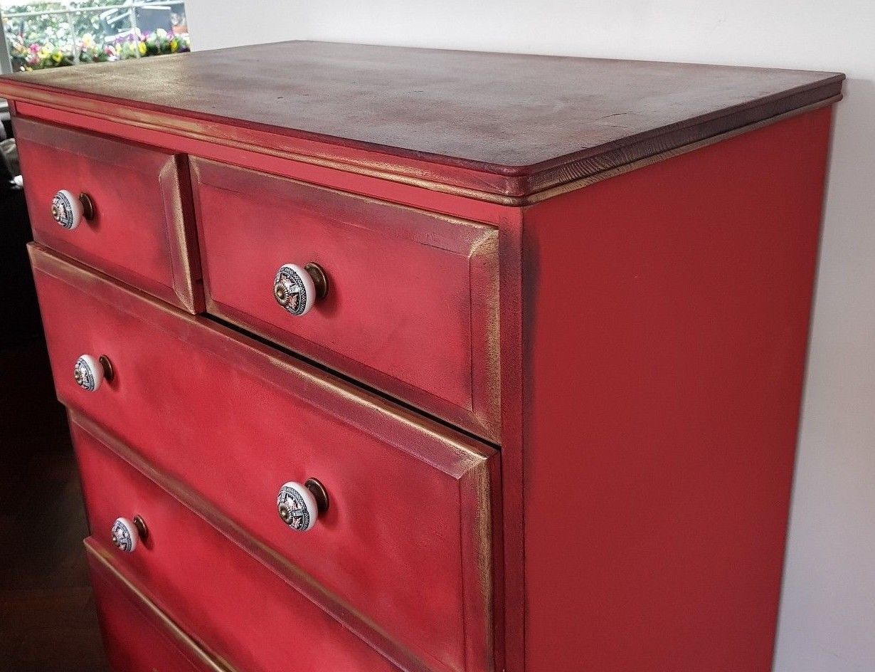 Painted Tall Pine Chest Of Drawers With Annie Sloan Emperor Silk