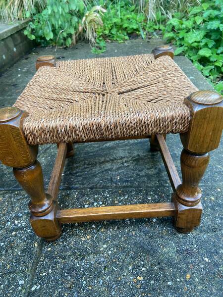 Early Twentieth Century Vintage Foot Stool, Wooden Frame