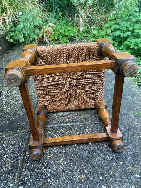 Early Twentieth Century Vintage Foot Stool, Wooden Frame With