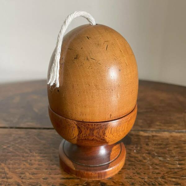 Antique Victorian Novelty Treen Sycamore And Lignum Vitae Egg Cup / Acorn String Box C. Late 19th Century photo furniture