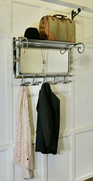 French Art Deco Style Hat And Coat Rack With Mirror, Pullman