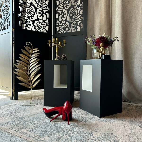 Minimalist Bedsite Tables / Sofa Tables Monochrome Black & White photo furniture