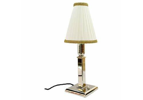 Art Deco Nickel Plated Table Lamp With Fabric Shade Vienna Around 1920