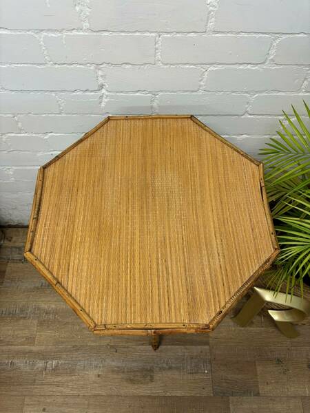 Victorian Bamboo And Rattan Side Table Bedside Octagonal photo furniture
