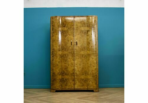 Vintage Art Deco Burr Walnut Wardrobe, 1930s