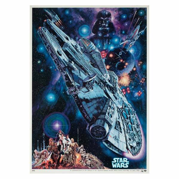 Star Wars A New Hope Poster | Episode 4 Noriyoshi Ohrai Print | Vintage Japanese Millennium Falcon Wall Art | Luke Leia Vader X-wing Decor