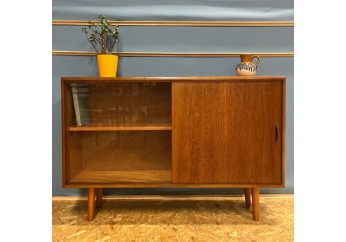 Mid Century Danish Teak Cabinet With Sliding Doors