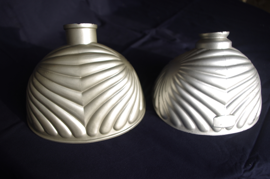 Pair Of Ribbed Clamshell Shaped Mercury Glass Shades photo furniture