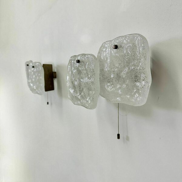 Modernist Frosted Ice Glass Wall Lamp Attributed To J. T. Kalmar For Kalmar, 1960s photo furniture