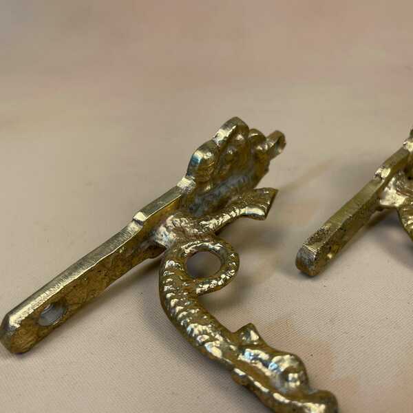 Door Hanger Ornate Picture Hooks X2 Antique Solid Brass Wall Hook
