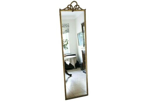 Antique C1900 Large Gilt Full Height Foor Wall Dressing Mirror – High Quality Ornate Design