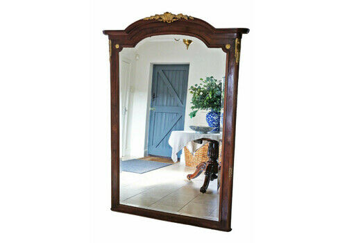 Antique Very Large Early 20th Century Mahogany & Walnut Floor Wall Mirror – High Quality Ornate Design