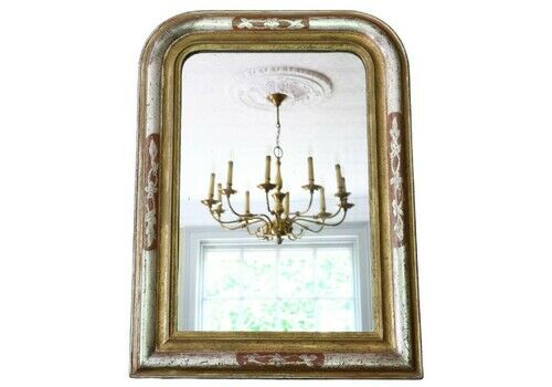 Antique Large 19th Century Silver And Gilt Overmantle Wall Mirror – High Quality Simple Design