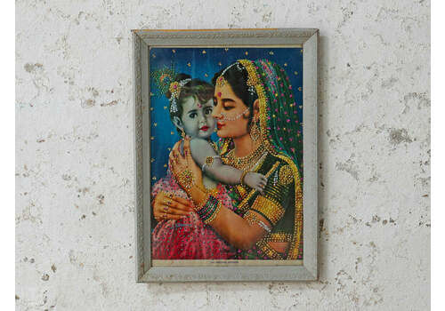 Large Traditional Indian Print   Gopal And Ma Yashoda